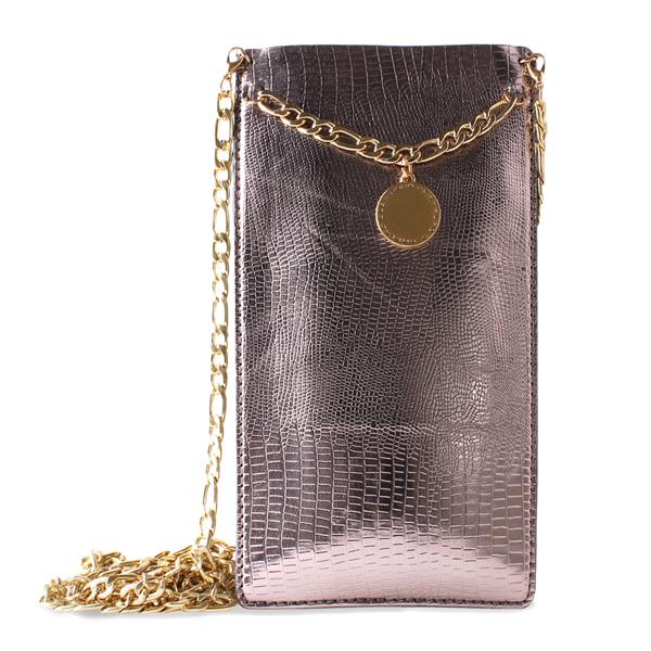 PURO GLAM Chain - universaalne ümbris smartphones with 2 card slots w / kuldne chain XL (pruun)