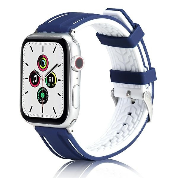 Beline Rihm Apple Watch Solid Silicone 42/44/45/49mm tumesinine-valge