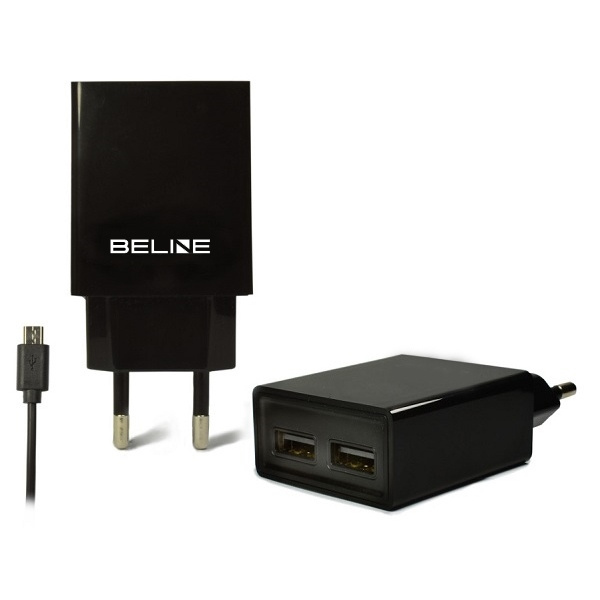 Beline võrgulaadija 2xUSB + microUSB 2A must