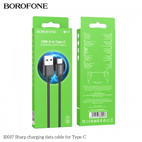USB Kaabel Borofone "BX87" Must "Type-C" 100cm
