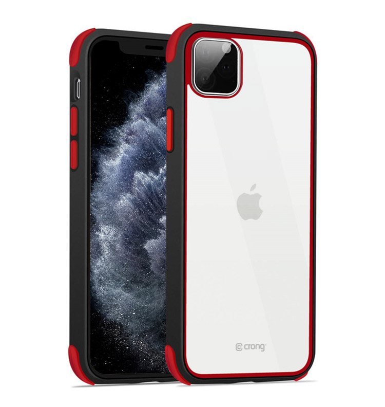 Crong Trace Clear Cover - iPhone 11 Pro ümbris (must/punane)
