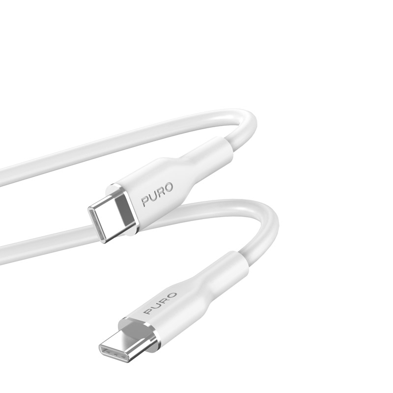 Puro Soft USB-C - USB-C 60W 1.5m silicone kaabel - valge