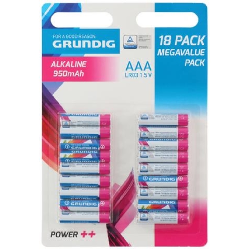 Grundig AAA / R03 1,5 V leelispatareid, 18 tk