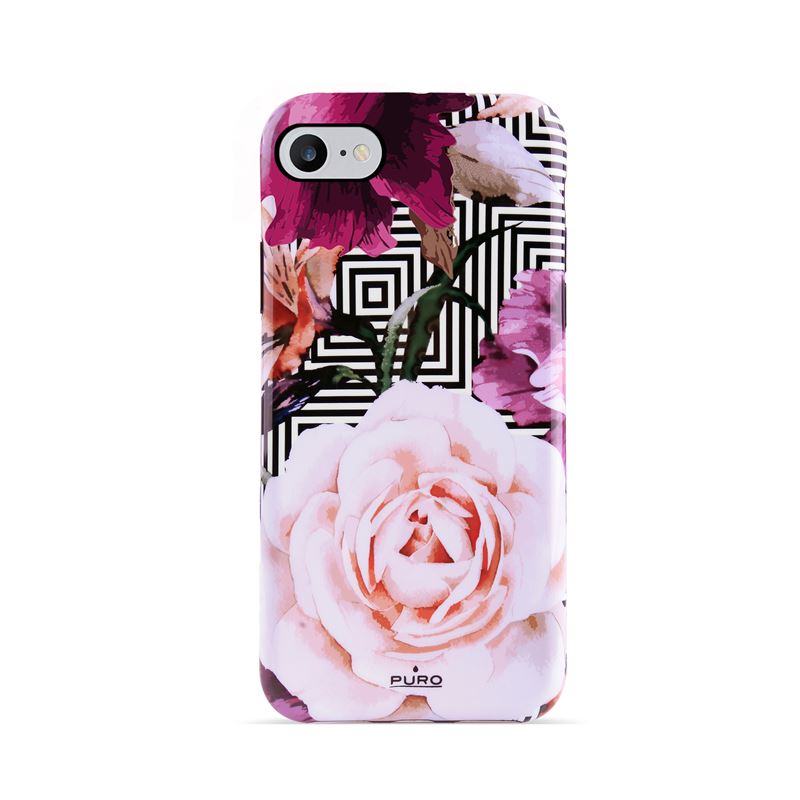 Puro Glam Geo Flowers Pink Peonies ümbris seadmele iPhone SE (2020 / 2022) / 8 / 7 / 6s