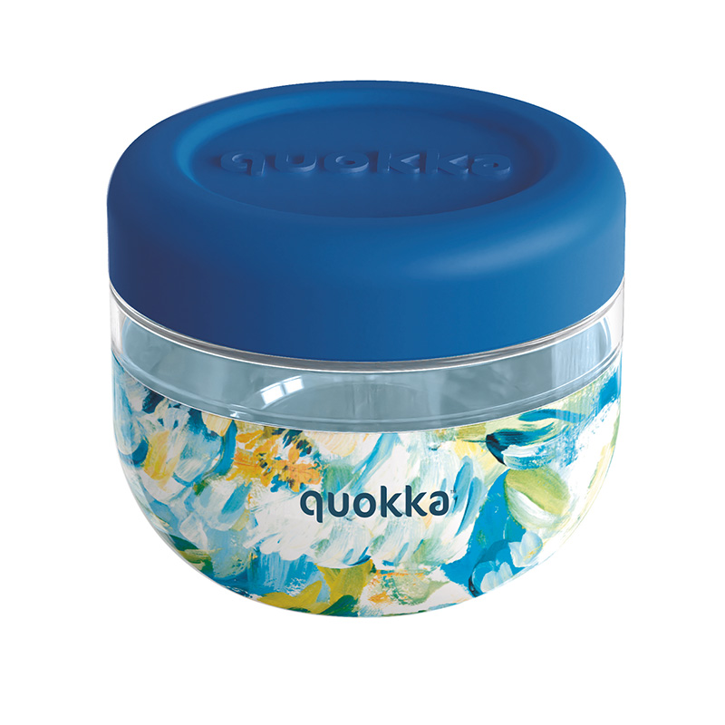 Quokka Bubble Food Jar 500 ml toidunõu, siniste pojengide muster