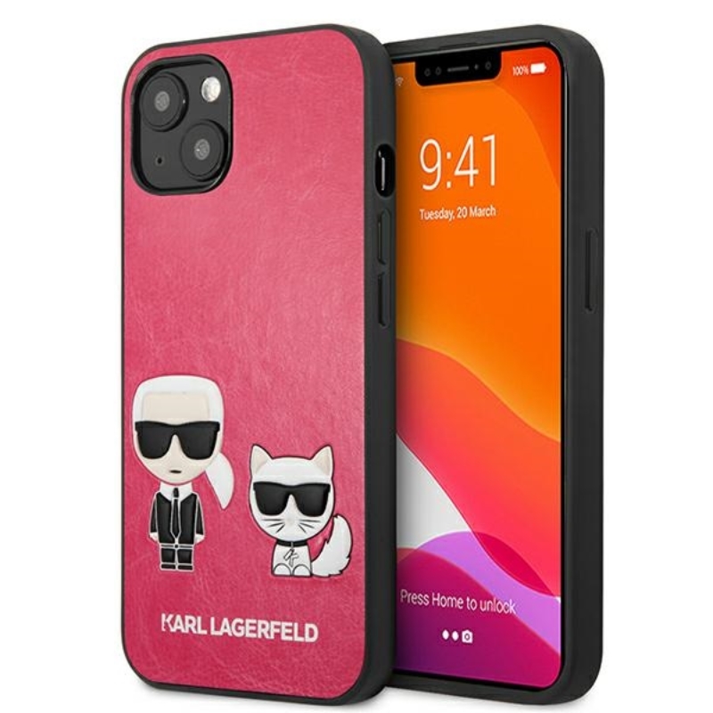 Karl Lagerfeld Ikonik Karl&Choupette iPhone 13 mini ümbris - fuksiatoonid