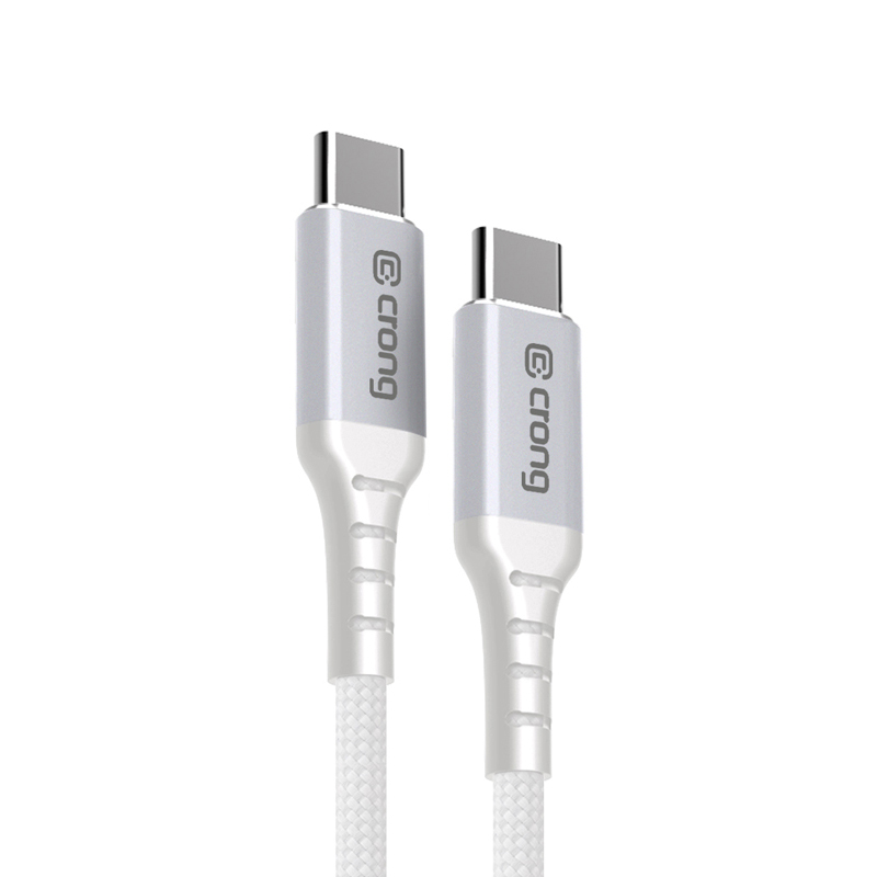 Crong Armor Link USB-C–USB-C kaabel, 0,25 m, 60 W PD, 3 A, valge