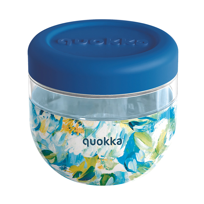 Quokka Bubble Food Jar 770 ml toidunõu, siniste pojengide muster