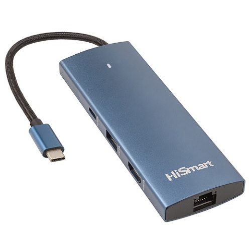 Adapter USB Type-C HDMI, LAN, 3x USB Type-A, 1x USB Type-C, PD100W, SD+TF