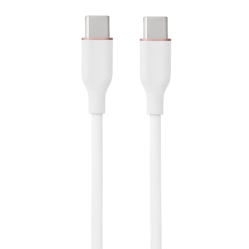 Silicone Kaabel USB Type-C - Type-C, 60W, (valge, 2m)