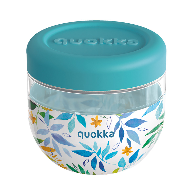Quokka Bubble Food Jar 770 ml toidunõu, akvarell-lehtede muster