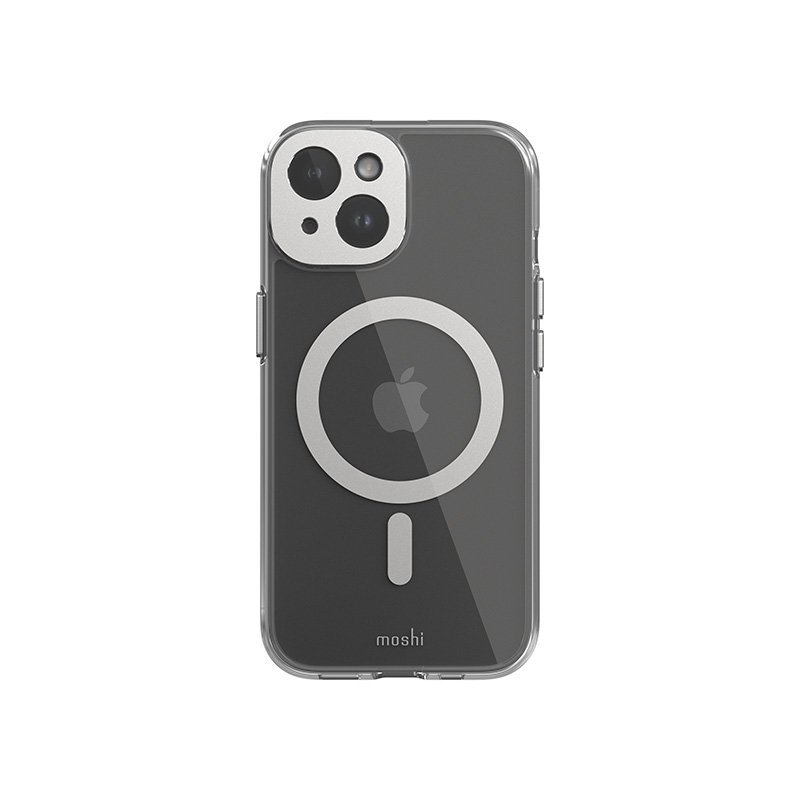 Moshi iGlaze MagSafe ümbris seadmele iPhone 15, läbipaistev Luna Silver detailidega