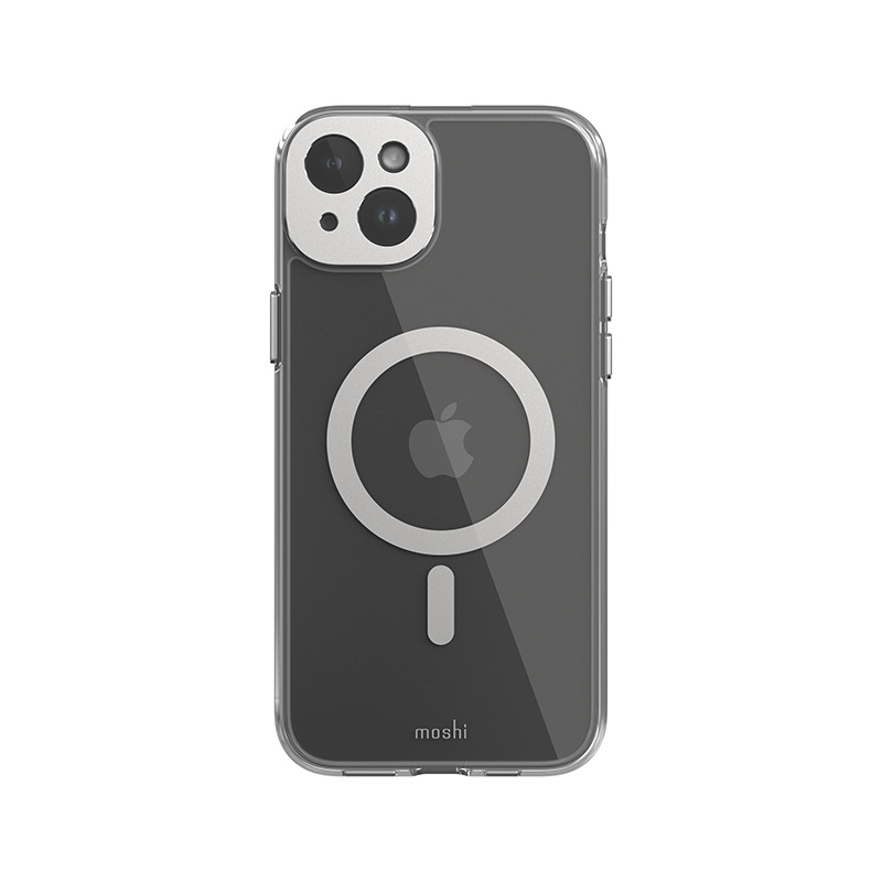 Moshi iGlaze MagSafe ümbris seadmele iPhone 15 Plus, läbipaistev Luna Silver detailidega