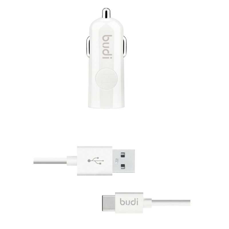 Budi BD062T autolaadija 1 USB-A pordiga, LED-näidikuga, USB-C-kaabliga