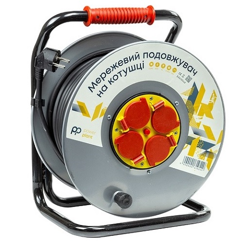 Extension Cord koos Reel 50m, 4 sockets, 3x2.5mm2