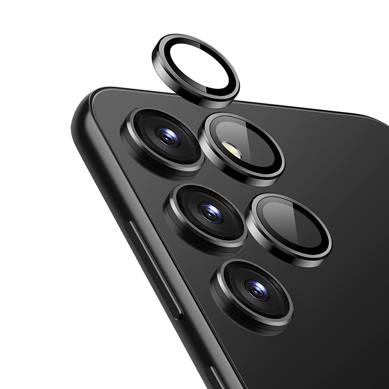 Crong Lens Ring karastatud klaasist kaamera objektiivikaitse seadmele Samsung Galaxy S24+, must