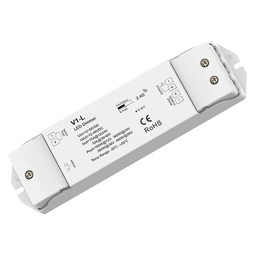 V1-L LED Controller, 12-48V, 1x15A, koos Push-Dimm