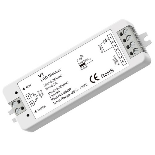 V1 kontroller, 5-36V, 1x 8A, nupudimmer