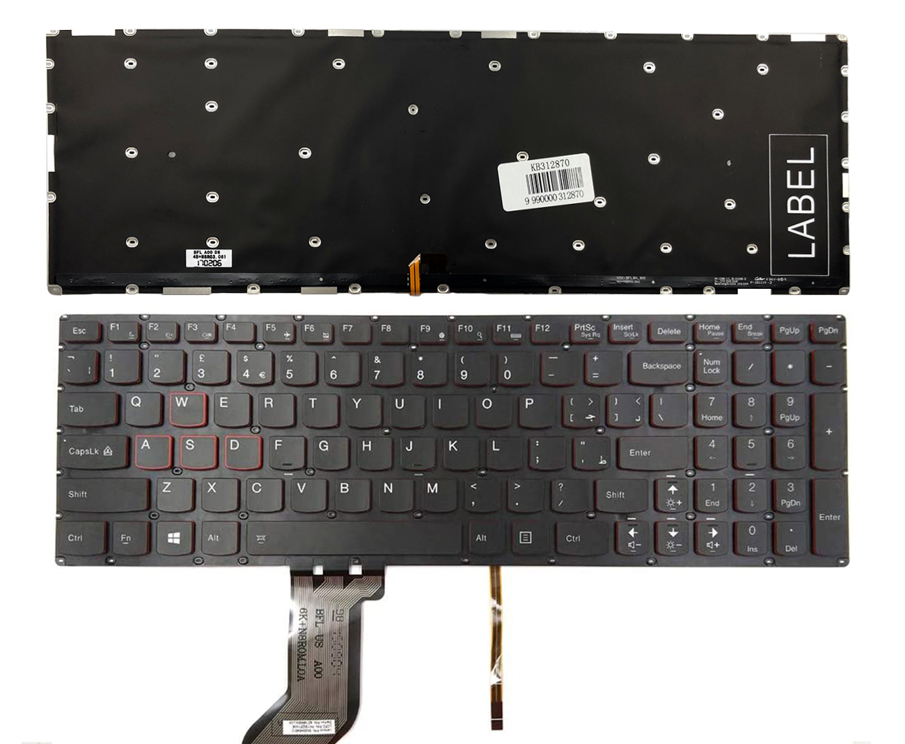 Keyboard Lenovo: Ideapad Y700, Y700-15ISK, Y700-17ISK koos backlight