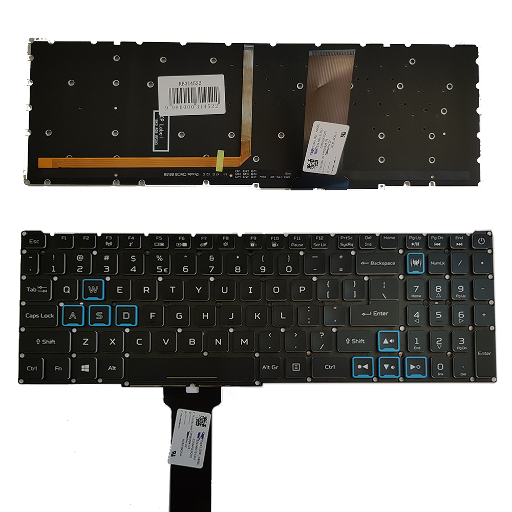 Keyboard AACER PH315-52 PH317-53 PH317-53-7777 , US, koos bachlight