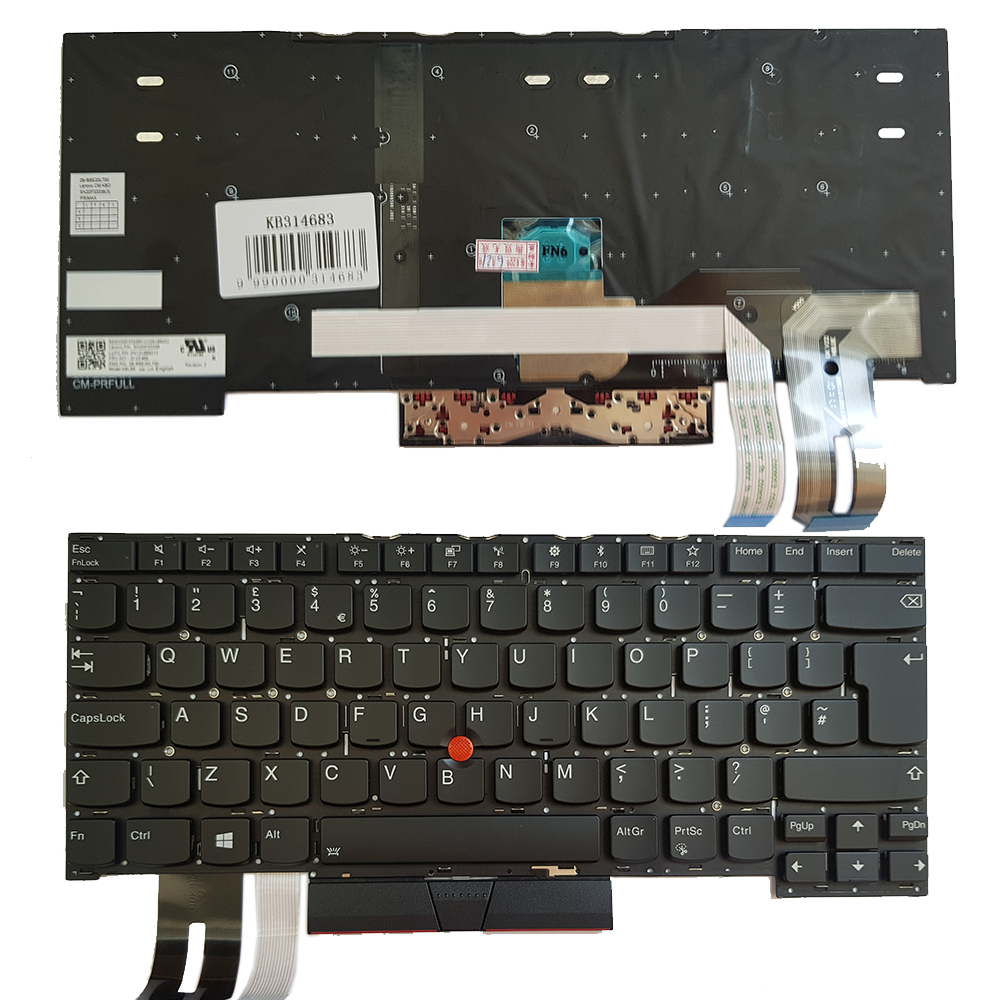 Keyboard Lenovo ThinkPad T490s, T495s, UK, koos backlight