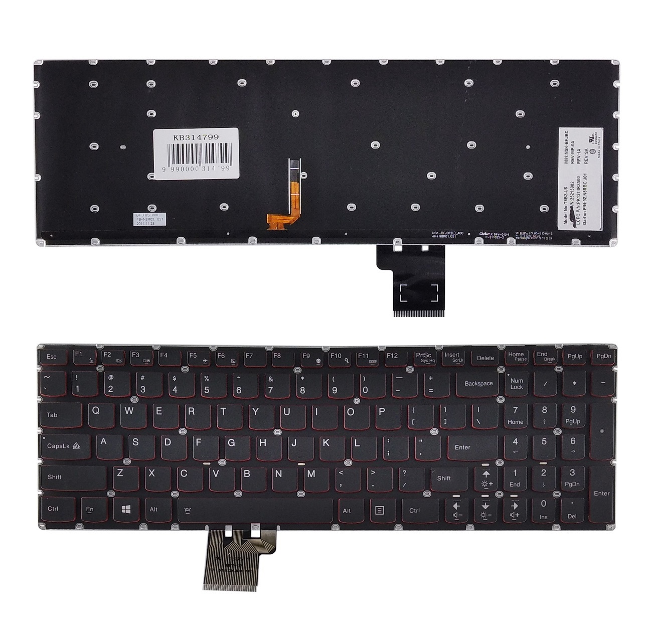 Keyboard LENOVO Erazer: Y50, Y50-70, Y70-70; Ideapad: U530, koos backlight