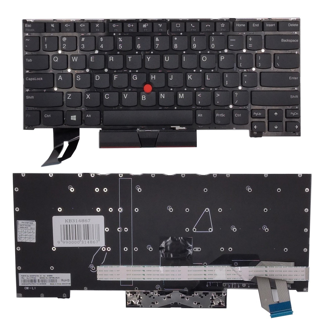 Keyboard LENOVO ThinkPad T14s, koos trackpoint, US