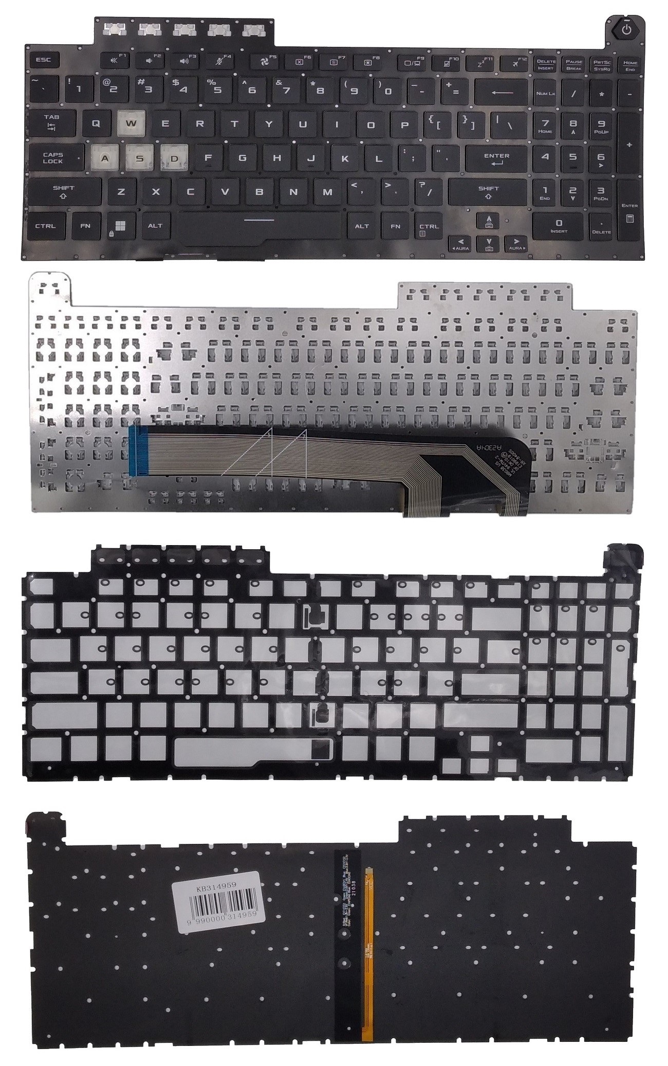 Keyboard ASUS FA506, FA706, US, koos RGB backlight