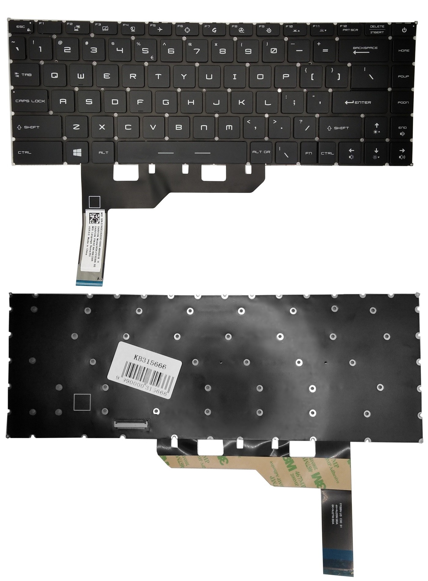 Keyboard MSI GE66 koos backlit (US)