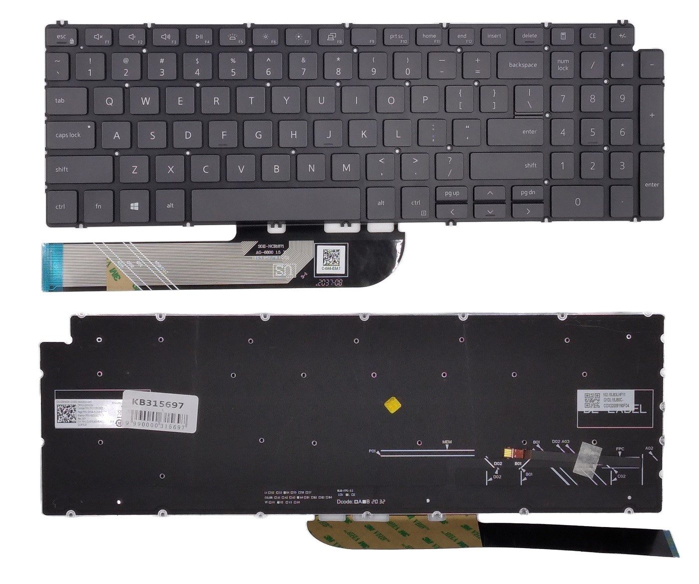 Keyboard DELL Inspiron 5584, 5590, 5593, 5594, 5598, koos Backlight