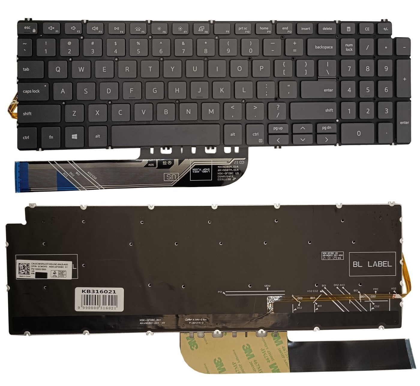 Keyboard DELL 5584, 5590, 5593, 5594, 5598, koos backlight, US