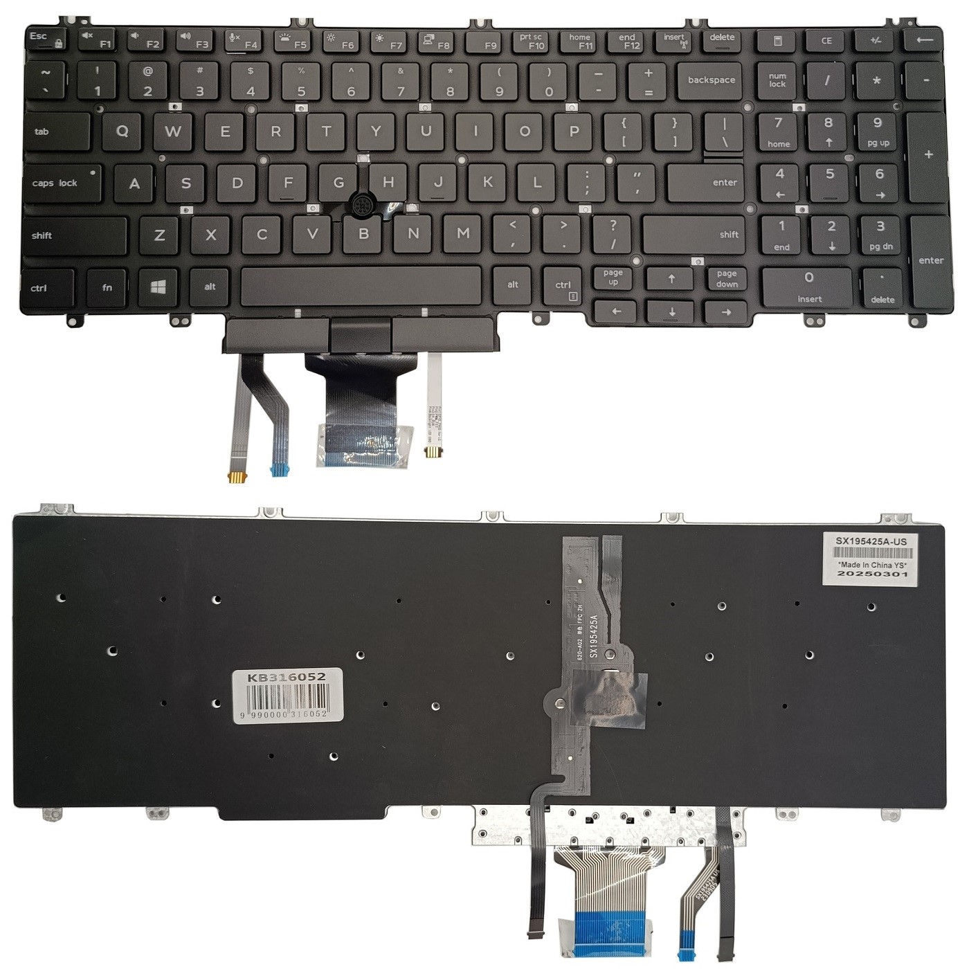Keyboard DELL Latitude 5500, koos backlight ja trackpoint