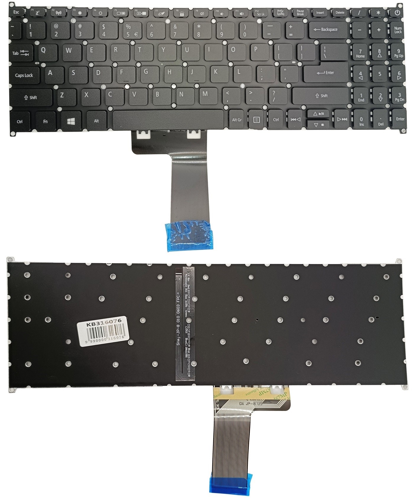 Keyboard ACER: Aspire 3 A315-23, koos backlight