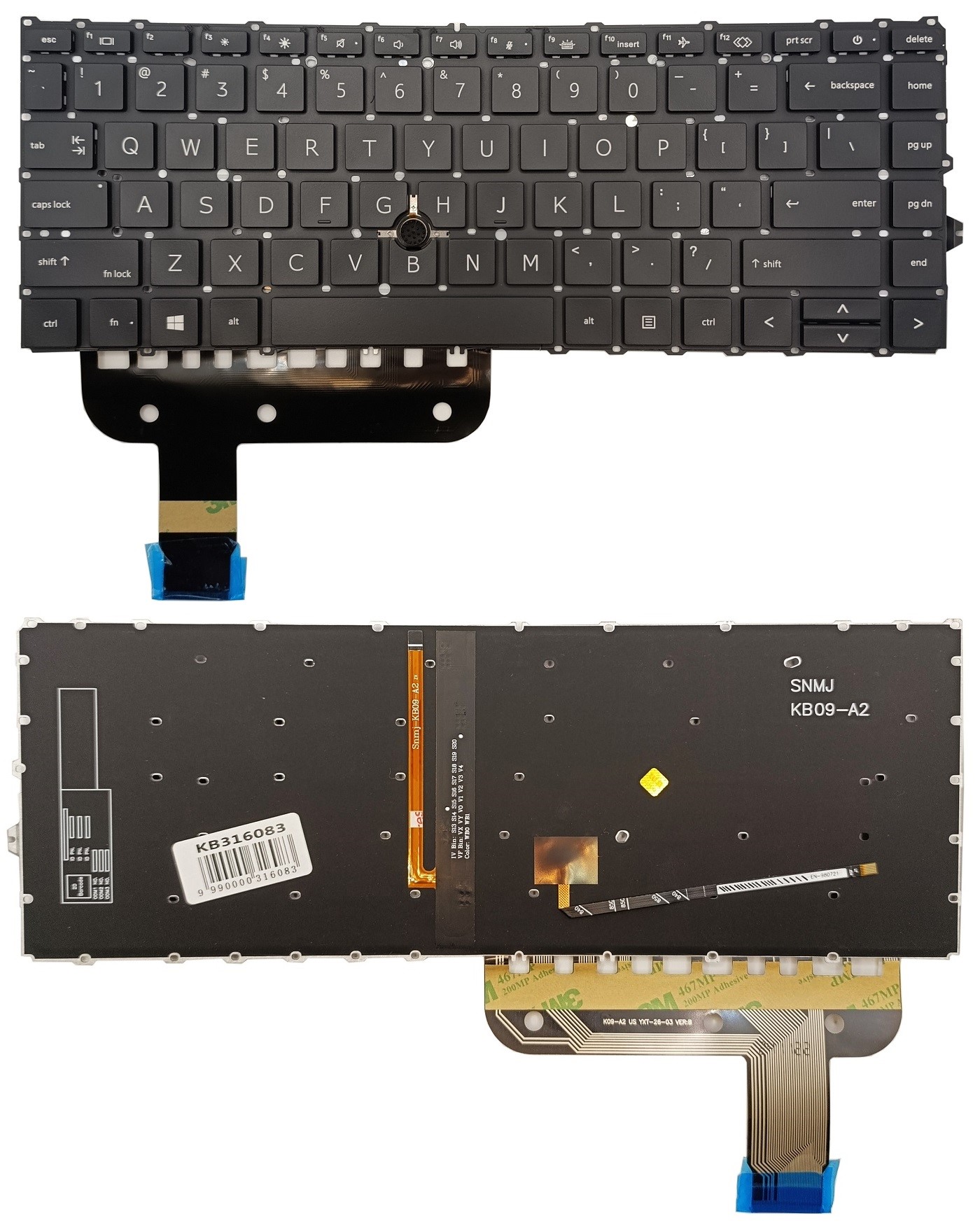 Keyboard HP EliteBook 845 G7, koos backlight ja trackpoint