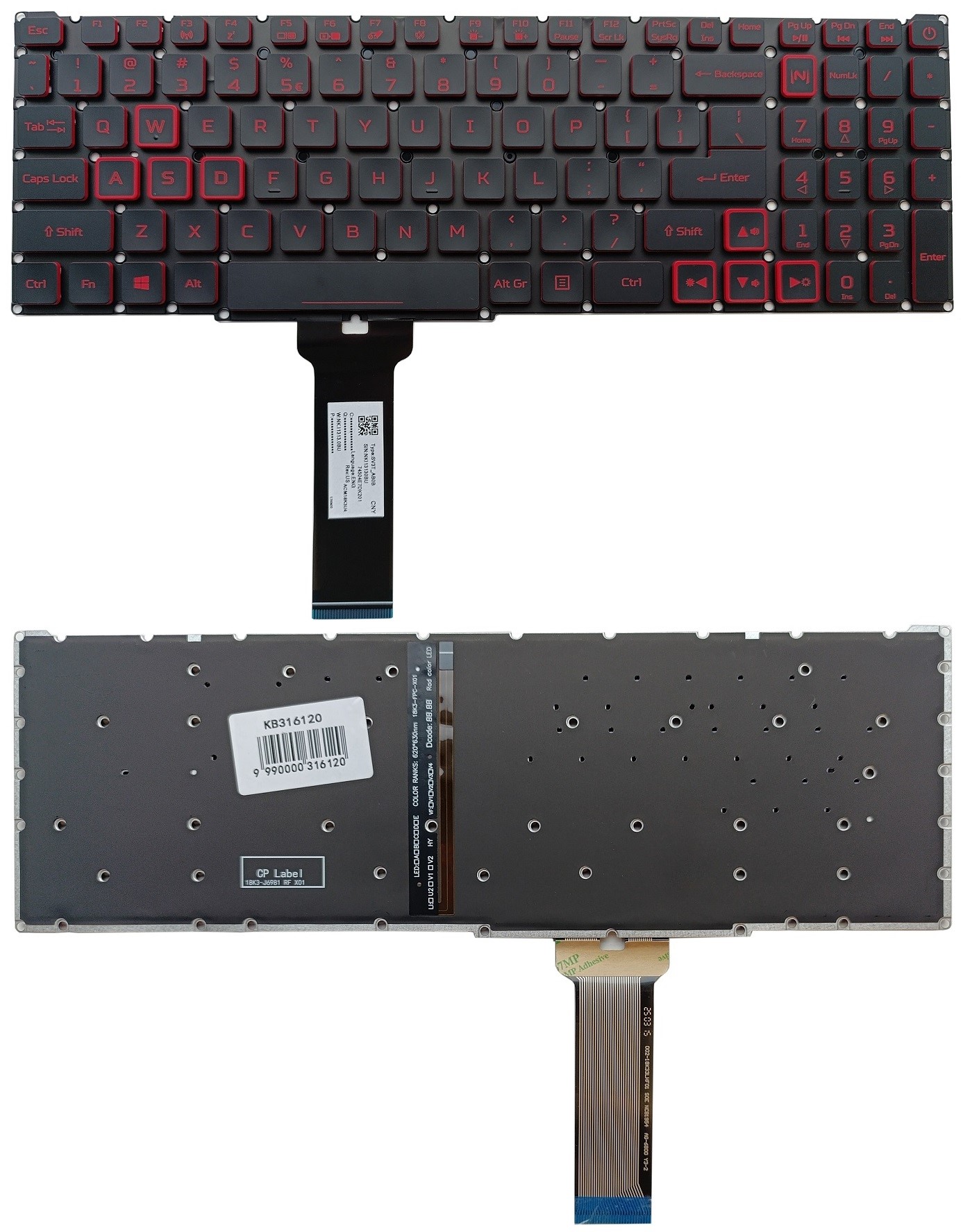 Keyboard ACER: Nitro 5 Gaming AN515-54, AN515-55, AN715-51 koos backlight