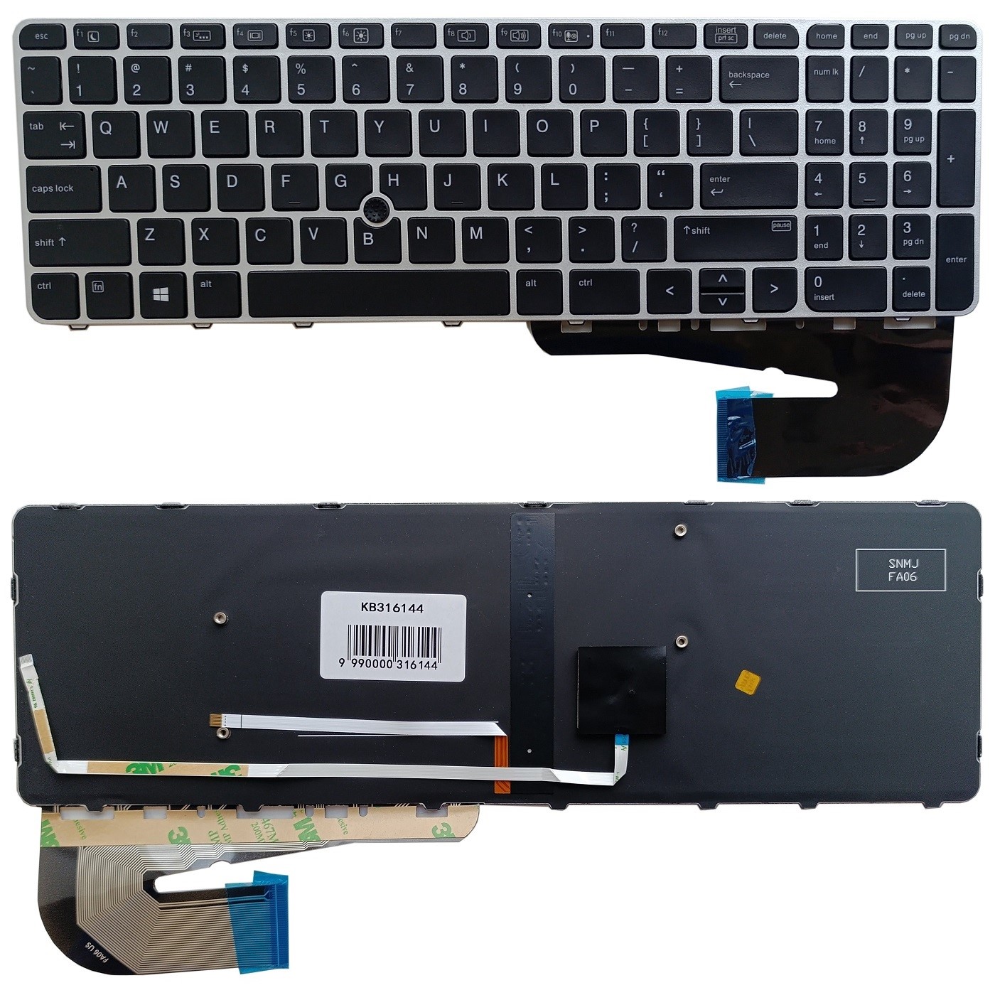 Keyboard HP EliteBook 850 G3, ZBook 15u G3, koos backlight ja trackpoint