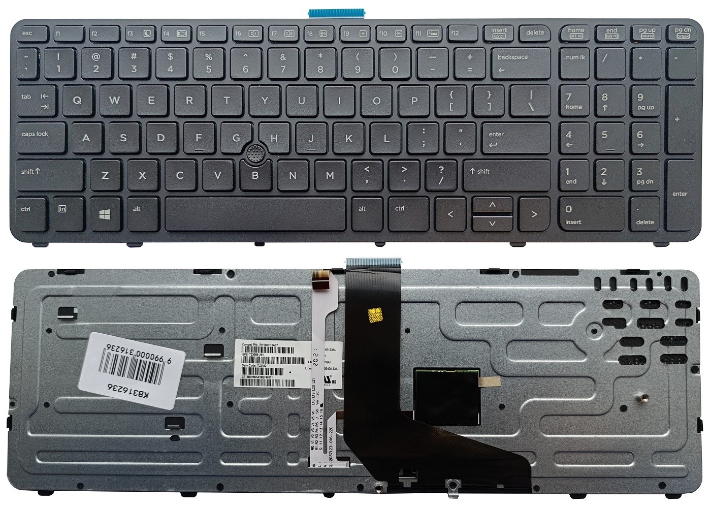Keyboard HP ZBook 15 G1 G2, koos backlight ja trackpoint, US