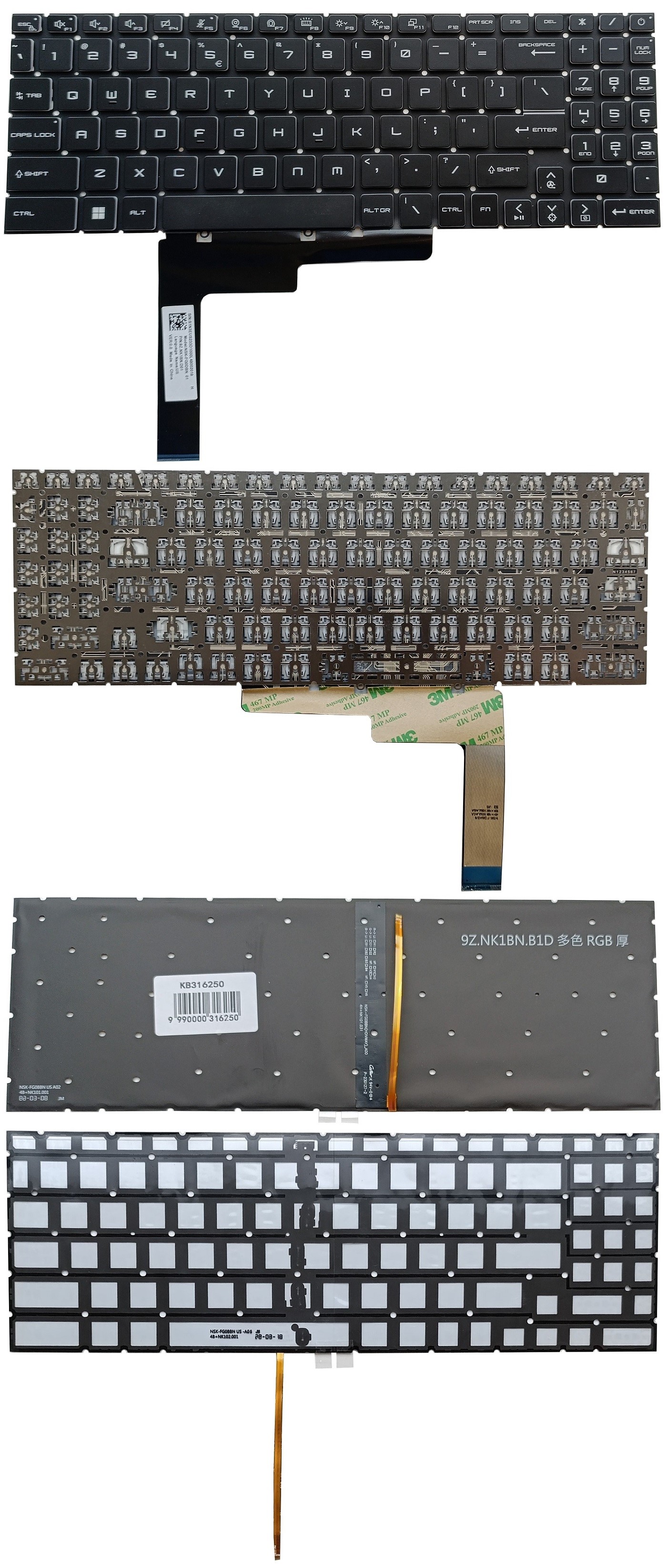 Keyboard MSI: MS-1585, koos RGB backlit, US