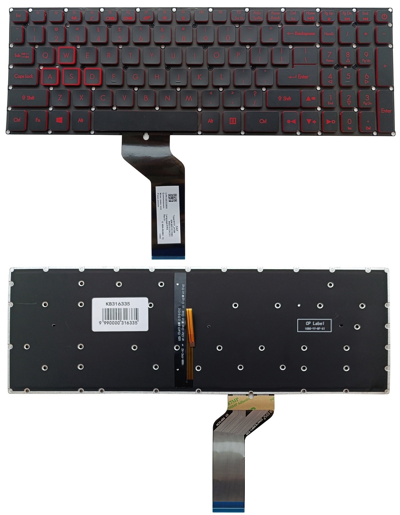 Keyboard ACER: Nitro AN515-51, AN515-52, AN515-53, AN515-42, koos backlight, US