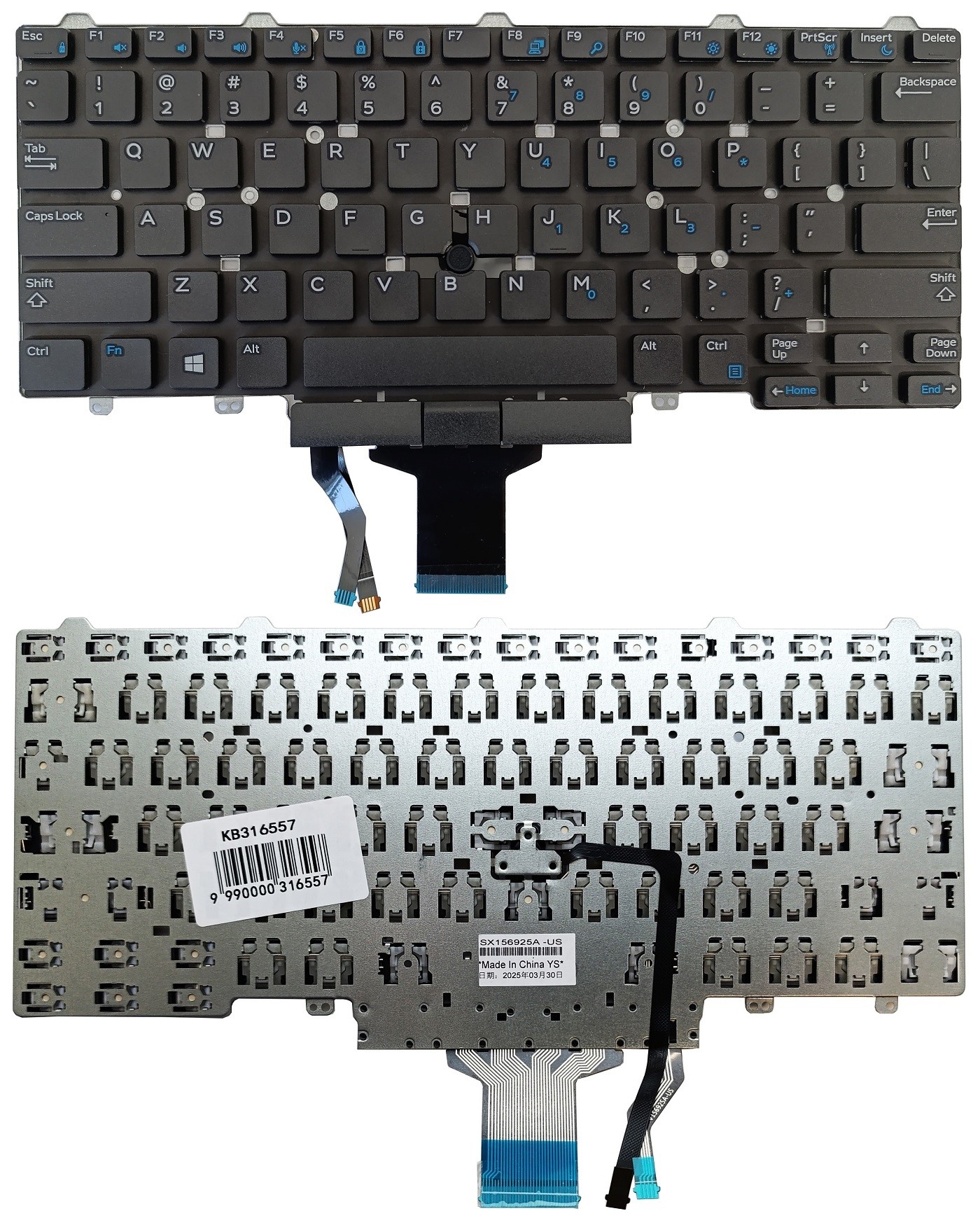 Keyboard DELL Latitude E3340 E5450 E7450, koos trackpoint, US