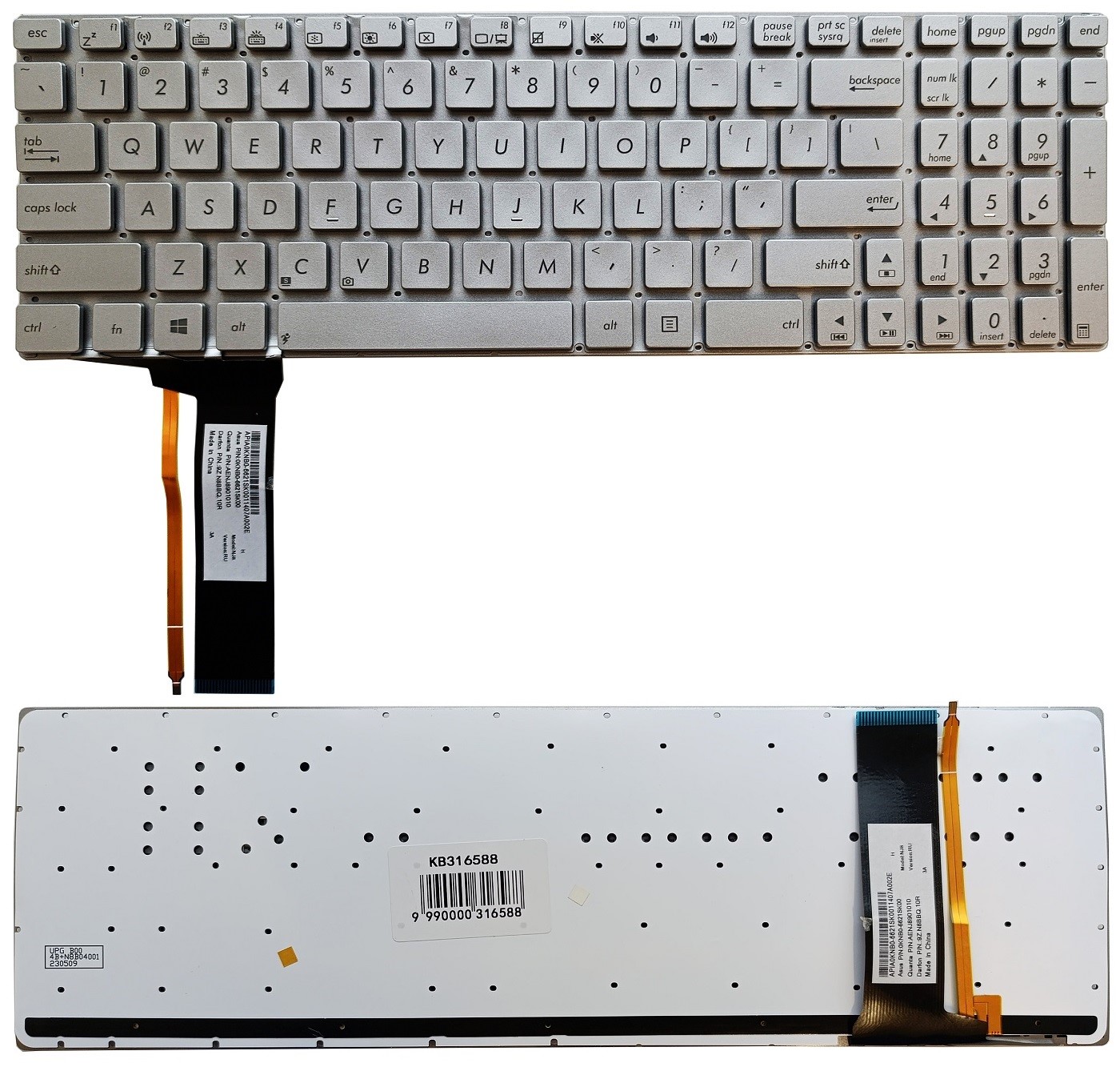 Keyboard ASUS N56, N76, N750, koos backlight, US