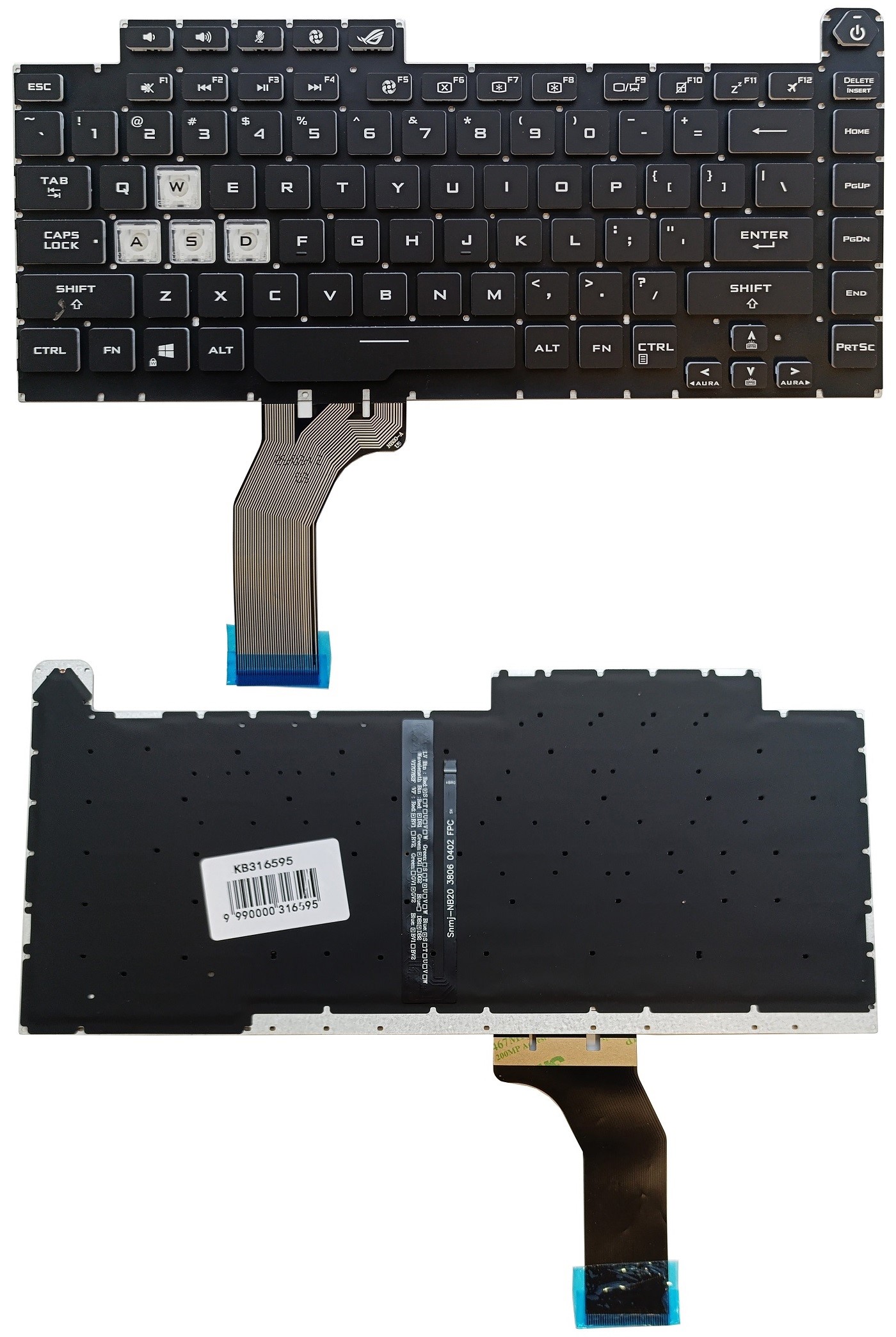 Keyboard ASUS G15 G531, G531G, G512, G512L, koos RGB backlight, US