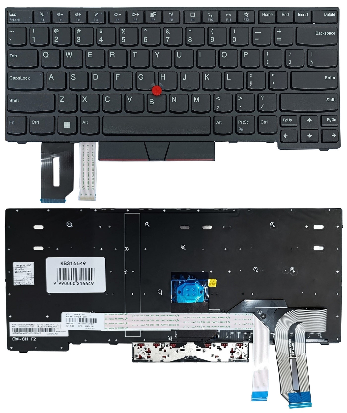 Keyboard LENOVO Thinkpad P14s, koos trackpoint, US