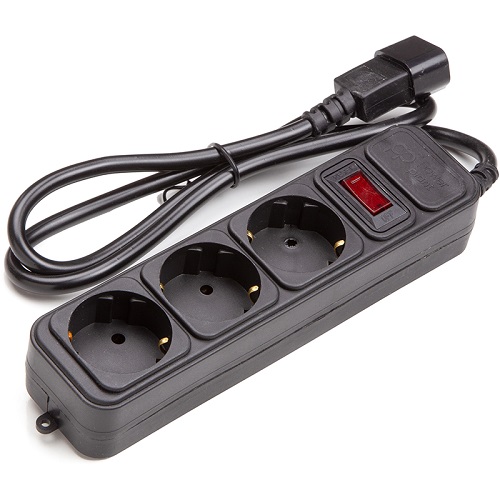 UPS-Rated Extension Cord 1m, 3 sockets, koos switch, must