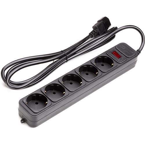 UPS-Rated Extension Cord 2m, 5 sockets, koos switch, must
