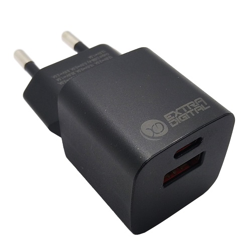 Laadija EXTRA DIGITAL GaN USB Type-C, USB Type-A: 30W, PPS