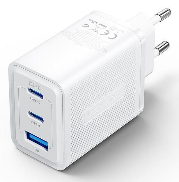 Vention 65W USB võrgulaadija, 3 porti, valge