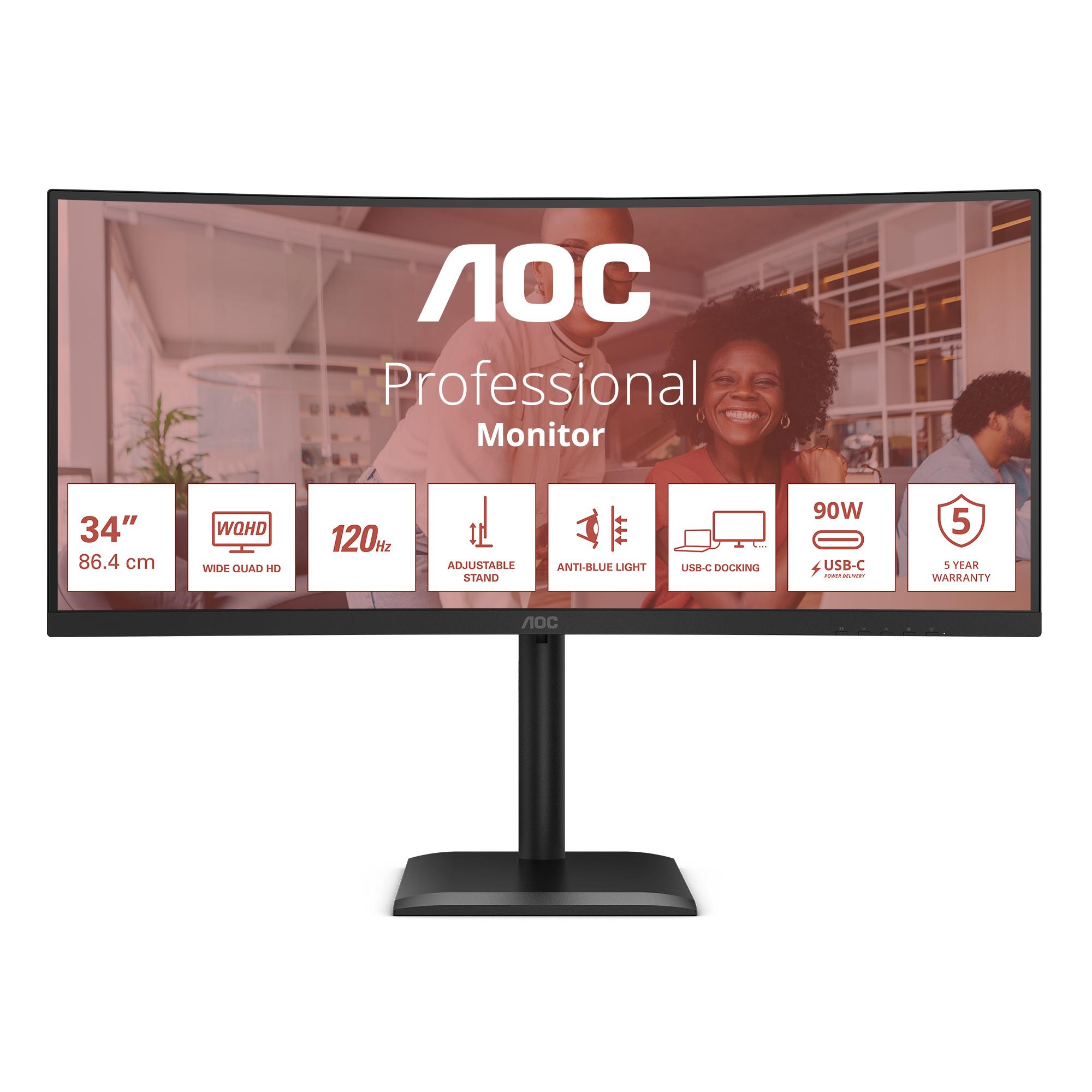Monitor AOC 34" UltraWide QHD 3440x1440 LCD Kõver CU34E4CV