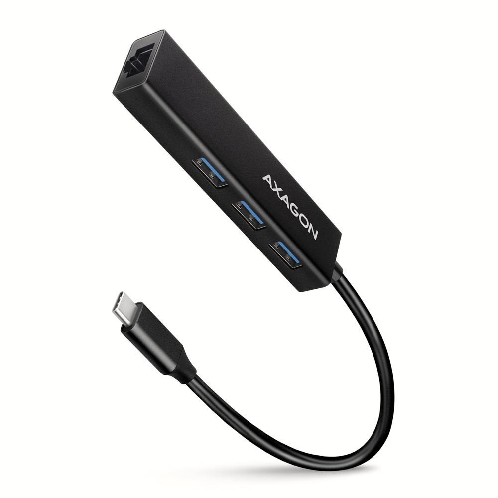 USB-C jaotur 4 pordi LAN-iga 0.2m HMC-GL3A Axagon