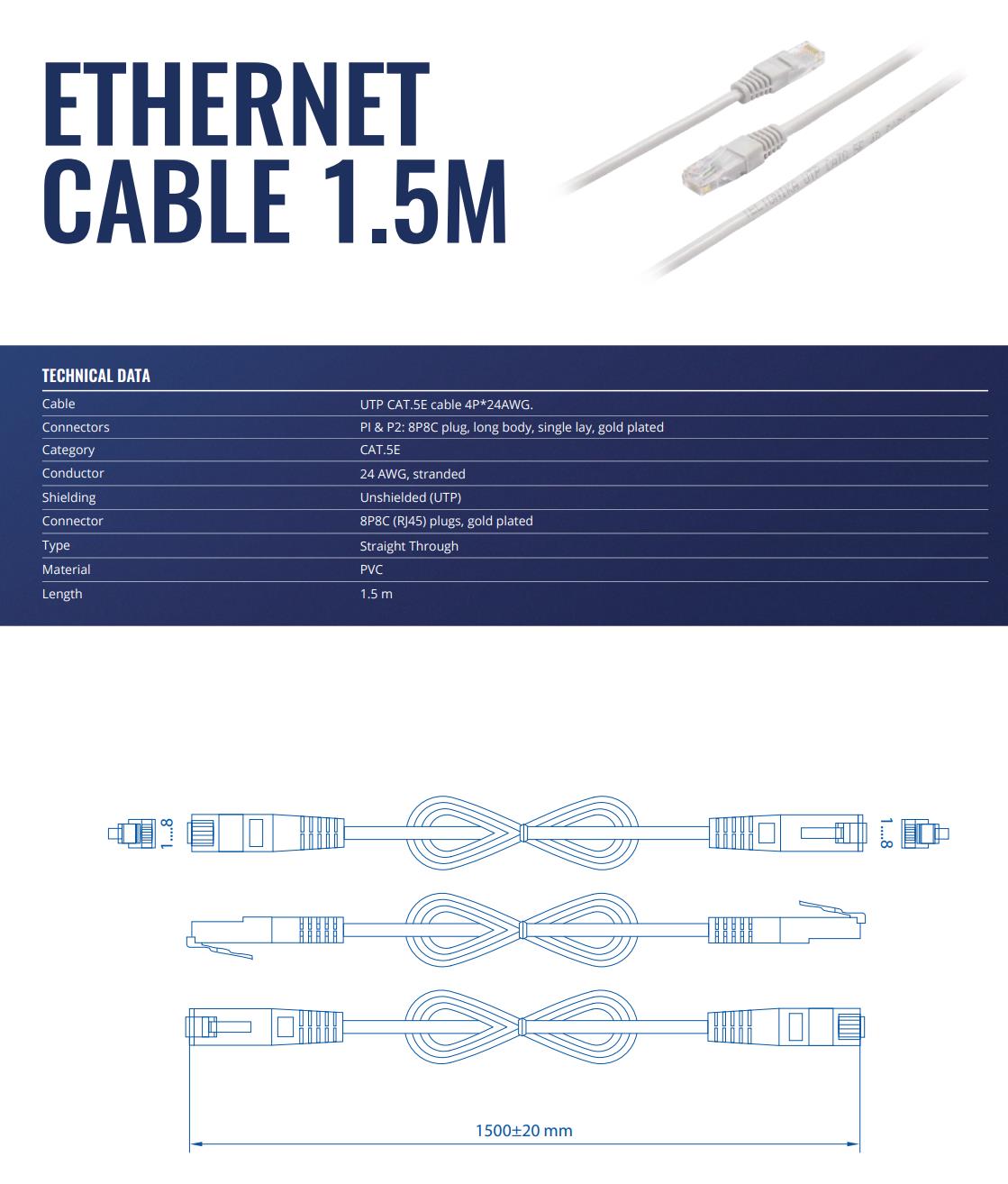 Võrgukaabel Ethernet 1.5m Teltonika